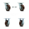 Service Caster 5 Inch Polyurethane Caster Set with Roller Bearings 2 Swivel Lock 2 Rigid SCC SCC-30CS520-PPUR-BSL-2-R-2